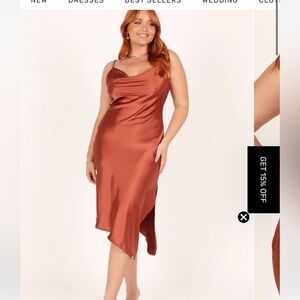 Petal and Pup Cyprus Dress in Rust-  Satin Slip Dress in Copper